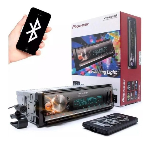 Radio Pioneer Bluetooth Mp3 Usb Cd Mvh-x3000br Com Controle