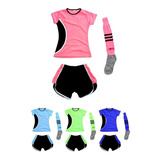 Camiseta + Short+ Medias Para Volley Hockey Fútbol Femenino