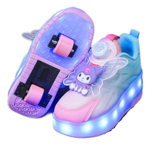 Adorables Patines Niñas Sanrio Kuromi Ruedas Led Extraíbles