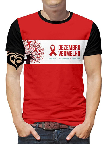 Camiseta Dezembro Vermelho Plus Size Masculina Blusa Arvore