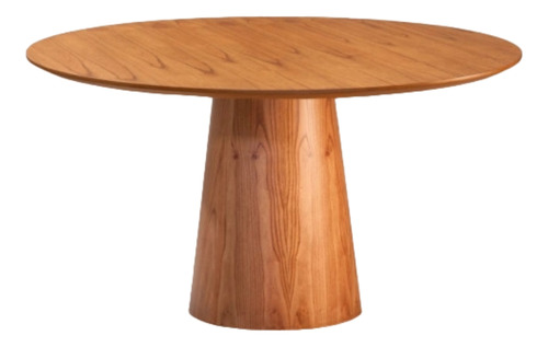 Mesa De Jantar Cone Redonda Lâmina Madeira Natural - 1,50m