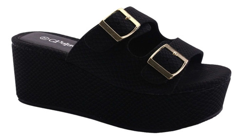 Sandalia Chalada Mujer Clona-20 Negro Suede Plataforma