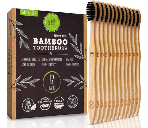 Cepillos De Dientes De Bambú De Carbón (paquete De 6) - Cerd