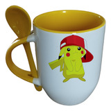 Taza Con Cuchara Pokémon Pikachú Personalizable