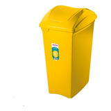 Lixeira 40l Seletiva Amarela Metal Lixo Tampa Basculante