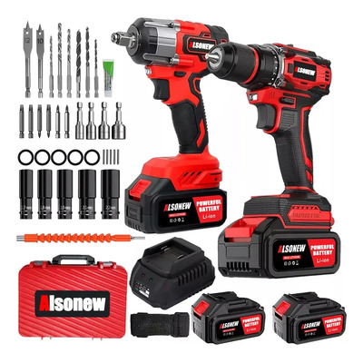 Juego De Taladro Rotativo Inalámbrico De 48 V Con Estuche De Plástico, Incluye 2 Baterías, Marca Alsonew | Envío gratis