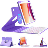 Funda Con Teclado Para iPad 10.2 9/8/7 Generacion Violeta