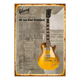 1 Cartel Metal Aluminio Guitarra Gibson 1960 Retro 40x28 Cms