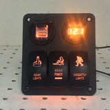 Botonera 3 Switch Rocker Voltimetro Usb Rzr Jeep 4x4 Ambar