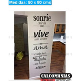 Vinil Decorativo Frase Sonríe Vive Ama Disfruta  Pliego60x43