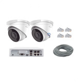 Kit 2 Cámaras Domo Ip 4mpx Nvr 4ch Poe Conectores Cable