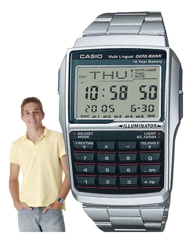 Relógio Casio Masculino Digital Data Bank Retro Dbc-32d-1adf