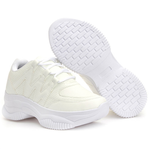 Tênis Feminino Sneaker Chunky Branco Plataforma Blogueira