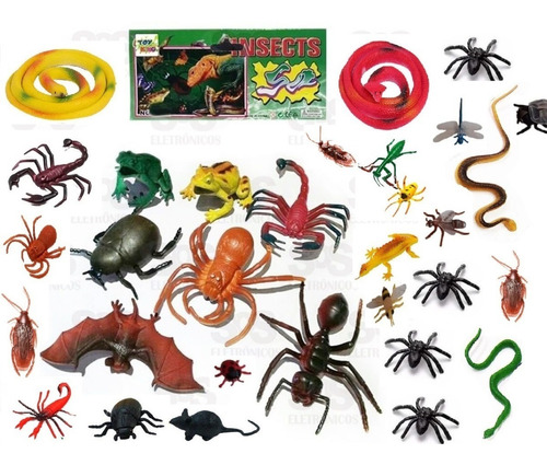 Kit 24  Insetos De Brinquedo De Mentira Animais De Plástico