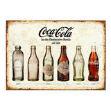 1 Cartel Letrero Cuadro Metalico Coca Cola Botellas 40x28  