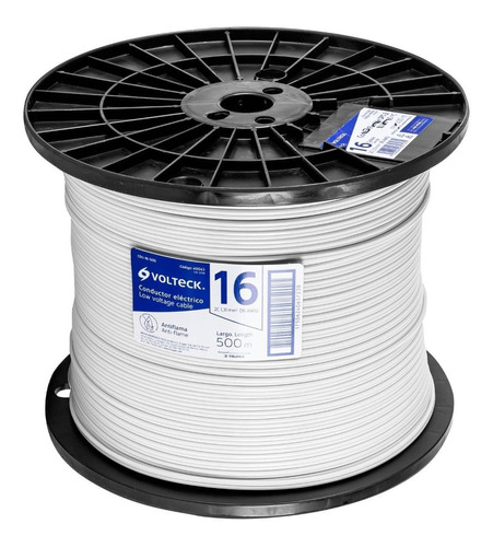 Carrete 500mt Cordon Duplex Calibre 2 X 16 Awg Voltech 40043 Color De La Cubierta Blanco