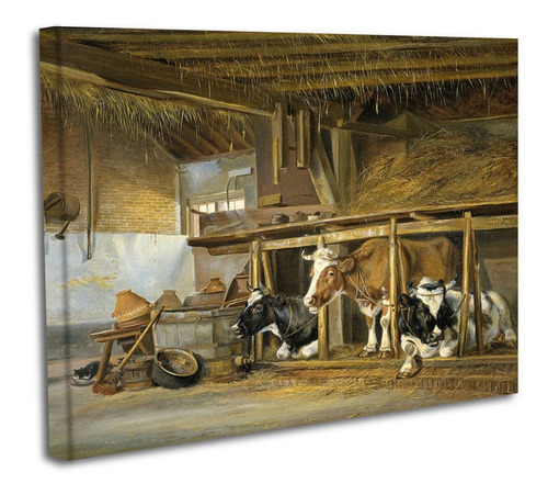 Cuadro Lienzo Canvas 45x60cm Pecebre Vacas Toros Crias Oleo