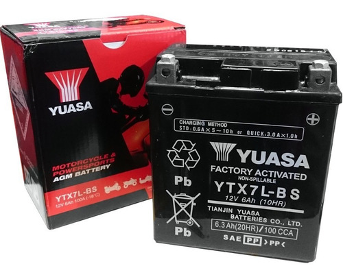 Bateria Motos Yuasa Yt7a = Ytx7l Bs Falcon Ninja 250 Cbx Fas
