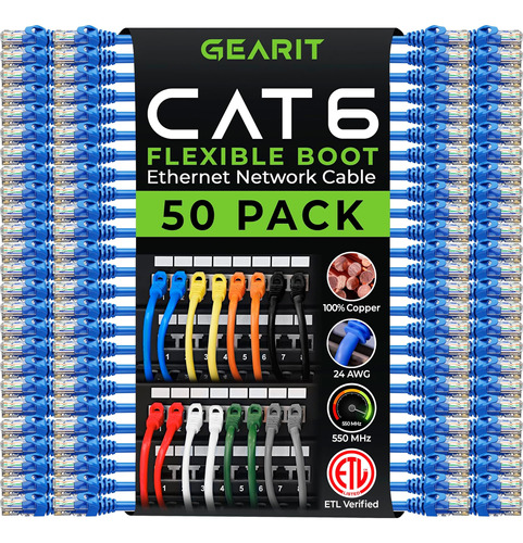 Cable De Conexión Gearit Cat6, Paquete De 50, Cable Ethernet