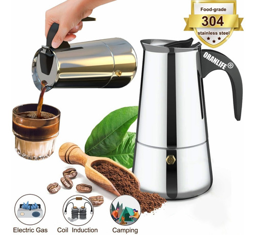 Moka - Cafetera De Acero Inoxidable (300 Ml) Italiana