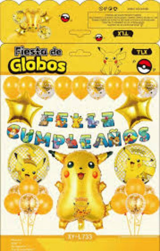 Set De 30 Globos Picachu De Pokemon Adorno De Fiesta Kit