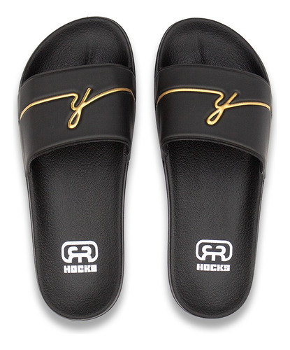 Chinelo Slide Hocks Black Preto Filigrama Golden Original