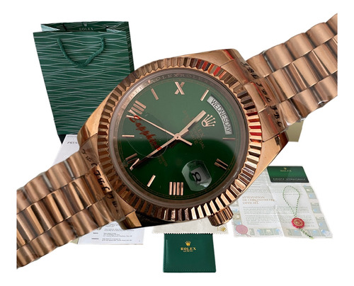  Reloj Rolex Day Date Automatico Rosa Zafiro 40mm Verde