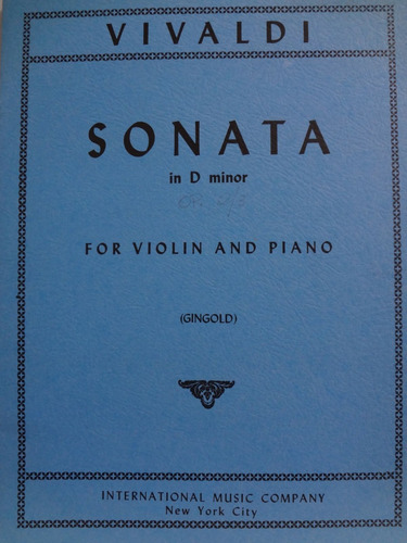 Partitura Violino  Piano Sonata In D Minor Vivaldi / Gingold