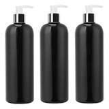 Kit 3 Dispensadores Negro Plata Plastico,jabon,shampo 500ml