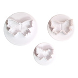 * Kit 3 Cortadores Eyectores Mariposas Chicas Icing Fondant 