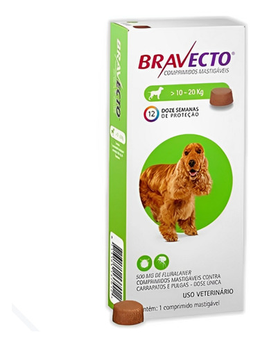 Bravecto Comprimido Msd Para Cachorro De 10 A 20kg 