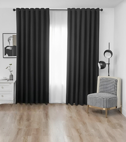 Pack De 2 Paños De Cortinas Black Out 230x140cm Diseño Liso