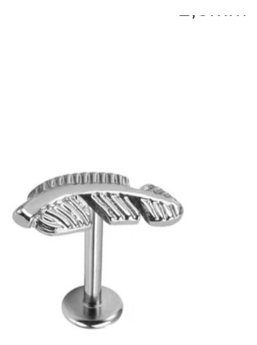 Piercing Titanio Labret Hélix Diseño Pluma Con Tope 1 Unidad