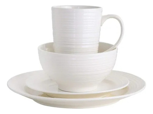 Vajilla De Porcelana 16 Piezas Metro Home Everyday Essential Color Blanco