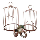 Gaiola Para Decoração Cor Rose Gold 2 Peças Provençal Decor