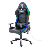 Cadeira Gamer Clanm Com Amplas Luzes Rgb + Controle Remoto