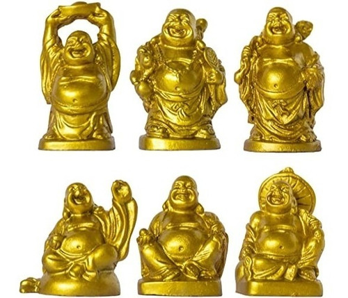 Set 6 Mini Budas Sonrientes Feng Shui Budismo De 4,5 Cm