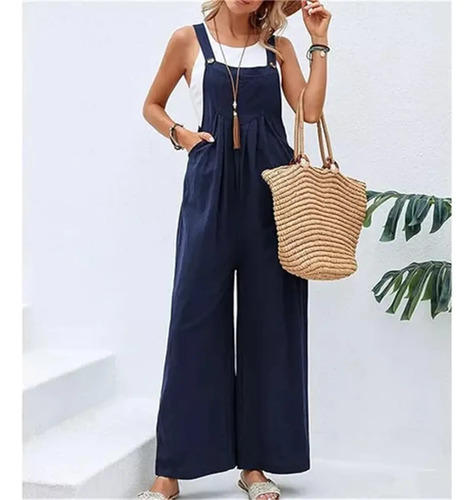 Overol Sin Mangas Holgado Con Bolsillos De Moda Para Mujer | MercadoLibre