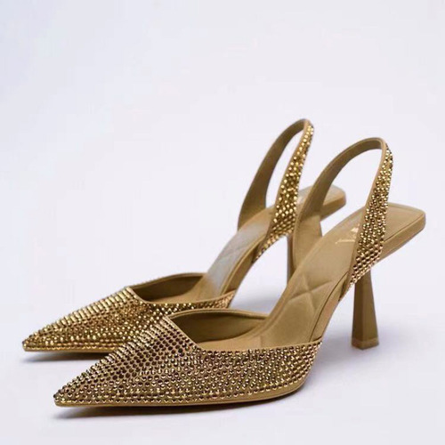 Zapatos De Fiesta Tacón Alto Sandalias De Diamantes Mujer