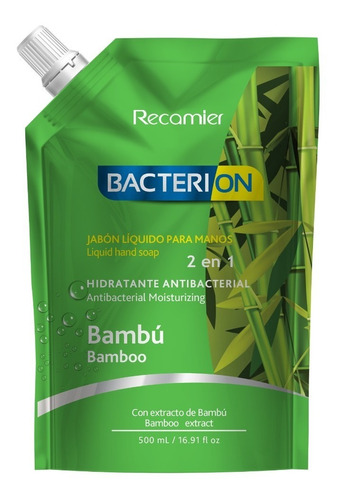 Bacterion Jabón Liquido Manos Bambú - Ml A $9