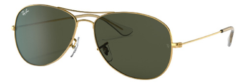 Anteojos De Sol Ray-ban Aviator Cockpit Standard Con Marco De Metal Color Polished Gold, Lente Green Clásica, Varilla Polished Gold De Metal - Rb3362