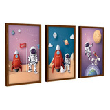 Quadros Decoração Quarto Infantil Astronauta Foguete Moldura