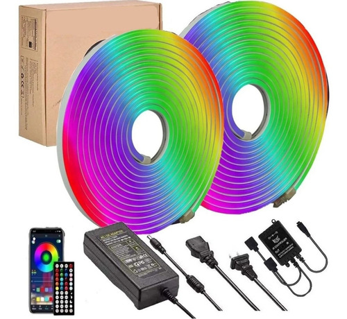 Kit X 10mts Completo Manguera Luces Led Rgb Neón Bluetooth