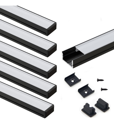 Vst Canal De Aluminio Led Negro De 12 Pulgadas Con Cubierta