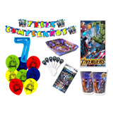 Kit Decoración Avengers X24 Niños + Bombas Latex + Numero