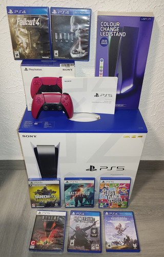 Sony Playstation 5 825gb Standard + 8 Juegos + Base Led