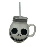 Disney Jack Skellington Tarro Con Tapa Jar Vaso Vidrio Mason