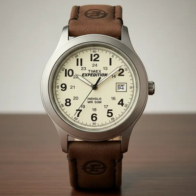 Reloj Timex Expedition Metal Field T498709J | Caja 37 mm | Cuarzo | Luz Indiglo | Fecha | Correa cuero marrón | Cristal mineral | WR 50 m | Caja latón cepillado | Números árabes alta legibilidad | Envío gratis