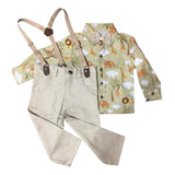 Conjunto Social Safari Manga Longa Roupa Infantil Leão Rei