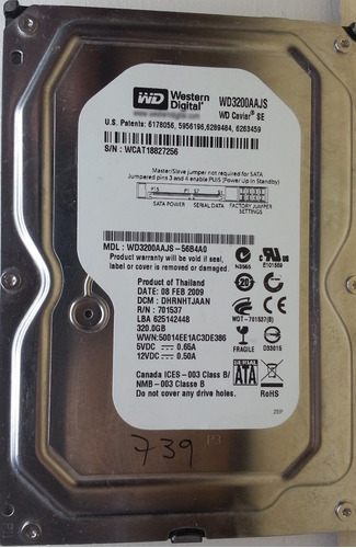 Western Digital Wd3200aajs-62b4a0 320gb - 739 Recuperodatos